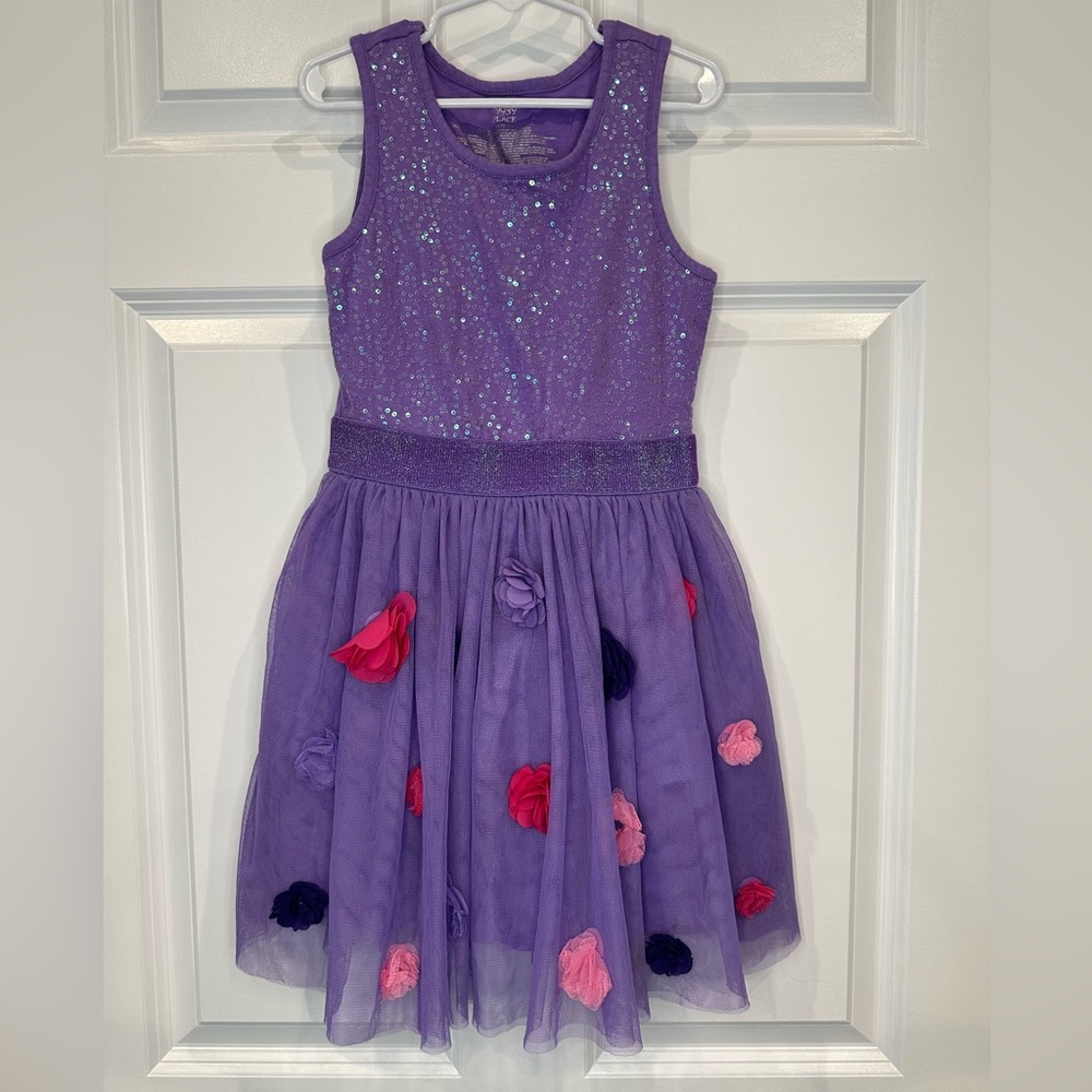 The Childrens Place Purple Flower Dress‎ Size 7/8